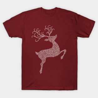 Swirly White Christmas Reindeer Silhouette T-Shirt